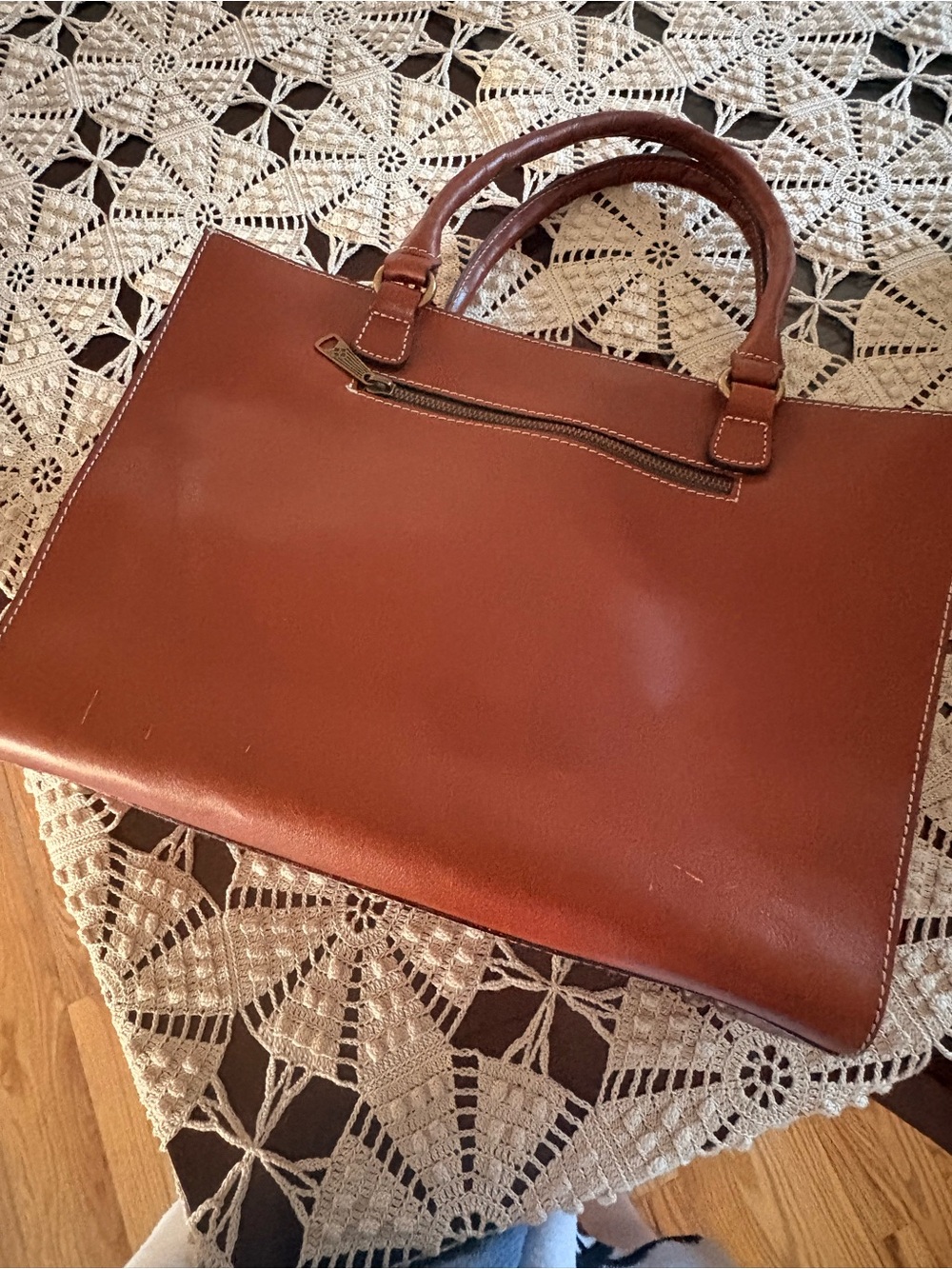 Patricia Nash Cognac Leather Shoulder Tote with Stud Trim - Picture 11 of 16